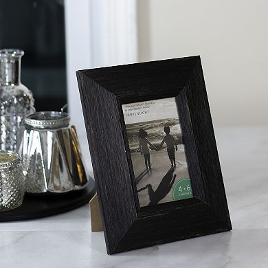 9.25" Distressed Finish Rectangular 4" x 6" Photo Picture Frame - Black