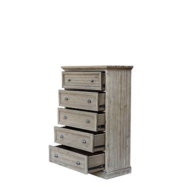 56” Solstice Gray Handcrafted 5 Drawer Bedroom Wood Chest