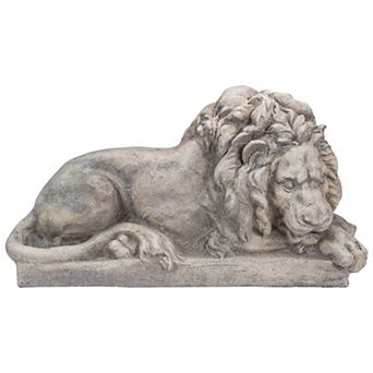 22.5" Gray Lying Down Lion Outdoor Garden Statue