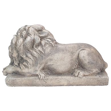 22.5" Gray Lying Down Lion Outdoor Garden Statue