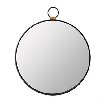27.5" Black and Clear Oval Round Stopwatch Wall Mirror with Single Loop