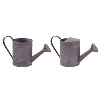Set of 2 Gray Handled Galvanized Watering Can Planters 5.75"