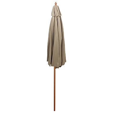 9ft Outdoor Patio Market Umbrella with Wooden Pole Tan