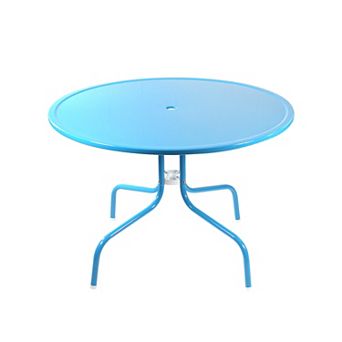 39.25-Inch Outdoor Retro Metal Tulip Dining Table Sky Blue