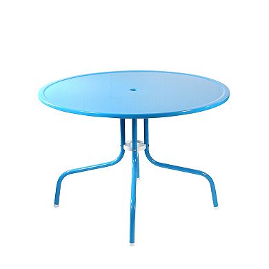 39.25-Inch Outdoor Retro Metal Tulip Dining Table Sky Blue