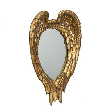 21.75" Gold Vintage Style Angel Wing Framed Oval Shaped Wall Mirror