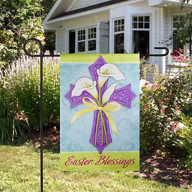 Easter Blessings Cross and Lilies Outdoor Garden Flag 12.5" x 18"