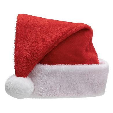 Red And White Plush Unisex Adult Christmas Santa Hat Costume Accessory - Large