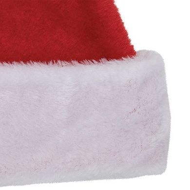Red And White Plush Unisex Adult Christmas Santa Hat Costume Accessory - Large