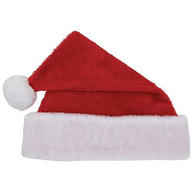 Red And White Plush Unisex Adult Christmas Santa Hat Costume Accessory - Large