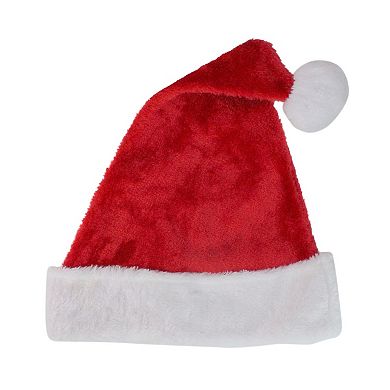 Red And White Plush Unisex Adult Christmas Santa Hat Costume Accessory - Large
