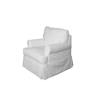 34" White Horizon Slipcovered T-Cushion Chair with Removable Legs