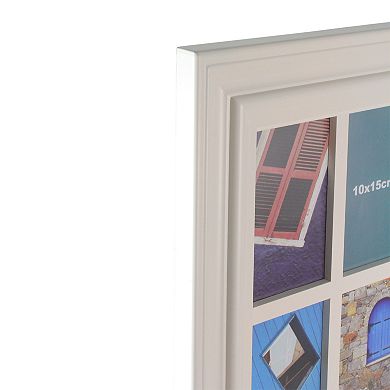 29" Ivory Weathered Windowpane Collage Picture Frame For 4" X 6" Photos