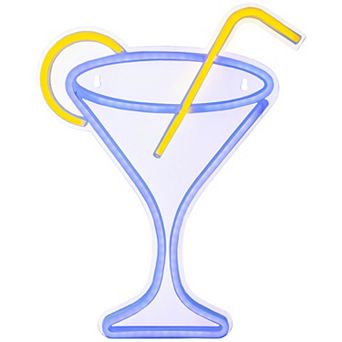 17" LED Neon Style Martini Cocktail Wall Sign