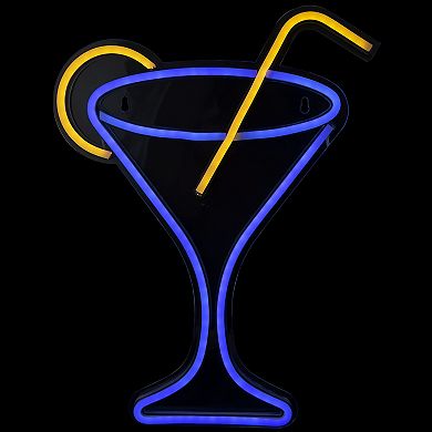 17" LED Neon Style Martini Cocktail Wall Sign