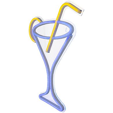 17" LED Neon Style Martini Cocktail Wall Sign