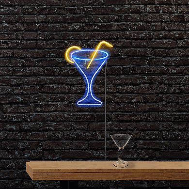 17" LED Neon Style Martini Cocktail Wall Sign
