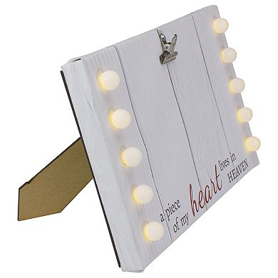 LED Lighted "My Heart Lives in Heaven" Canvas with Photo Clip 10.25"
