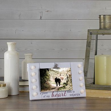 LED Lighted "My Heart Lives in Heaven" Canvas with Photo Clip 10.25"