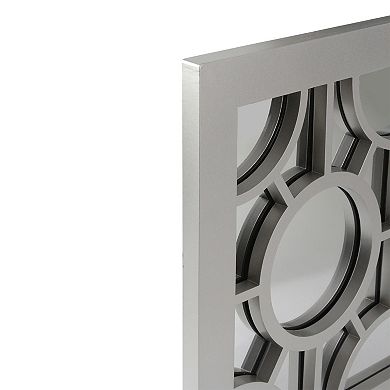 25.25" Metallic Gray Rectangular Geometric Wall Mirror
