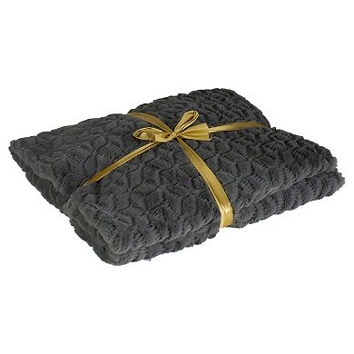Dark Gray Ultra Plush Faux Fur Throw Blanket 55" x 63"