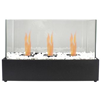 17.75" Bio Ethanol Ventless Portable Tabletop Triple Fireplace With Flame Guard
