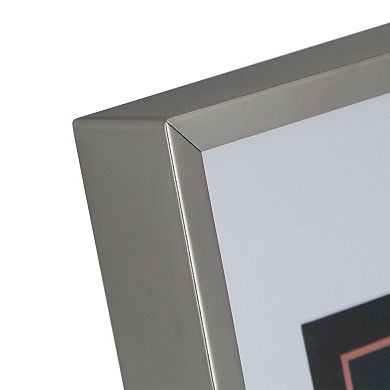 14" Contemporary Rectangular 8" x 10" Photo Picture Frame - Silver and Clear