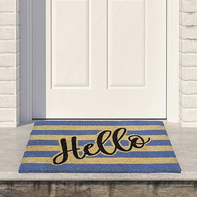 Natural Coir "Hello" Outdoor Rectangular Doormat 18" x 30"