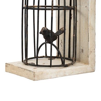 Set of 2 Brown and Beige Birdcage Shaped Bookends 9.75"