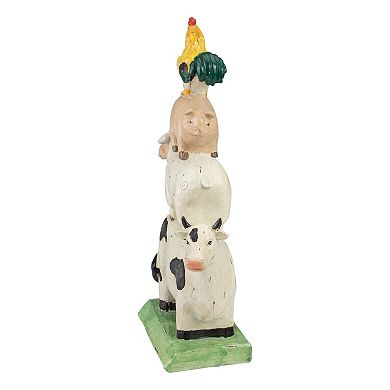 11.5" Stacked Polyresin Farm Animals Outdoor Garden Statue