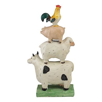 11.5" Stacked Polyresin Farm Animals Outdoor Garden Statue