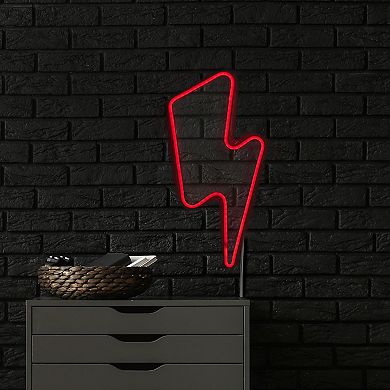 18.75" Red LED Neon Style Lightening Bolt Wall Sign