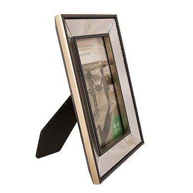 8" Black Contemporary Rectangular Mirrored Picture Frame for 6" x 4" Photo