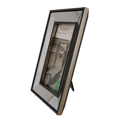 8" Black Contemporary Rectangular Mirrored Picture Frame for 6" x 4" Photo