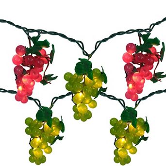 5-Count Red and Green Grape Cluster String Light Set 8ft Brown Wire