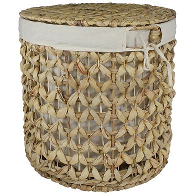 16" Natural Woven Laundry Hamper Basket with Cotton Liner and Lid