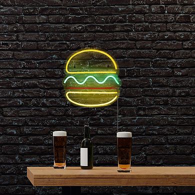 11.75" LED Neon Style Hamburger Wall Sign