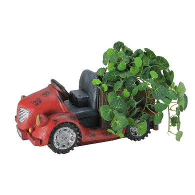 14.5" Red Vintage Car LED Lighted Solar Powered Outdoor Garden Patio Planter