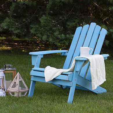 36" Blue Classic Folding Wooden Adirondack Chair