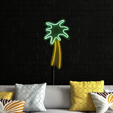 19" Green and Yellow Palm Tree LED Neon Style Wall Sign