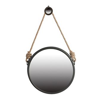19.5" Matte Black Framed Round Wall Mirror with Hanger