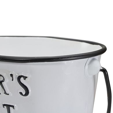 10.5" White and Black "Farmer's Market" Lemon's Metal Bucket with Handle