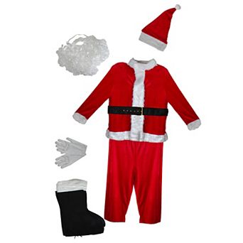 White And Red Santa Claus Men's Christmas Costume Set - Standard Size