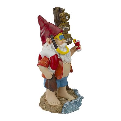 10.5" Red and Blue Beach Gnome Outdoor Garden Statue