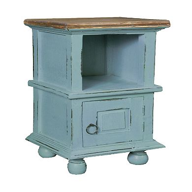 26.5” Beach Blue and Brown Two Tone Cottage Table