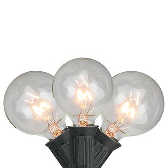 20-Count Clear G50 Globe Patio Lights 19ft Black Wire