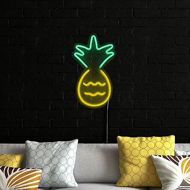 16" Yellow and Green Pineapple LED Neon Style Wall Sign