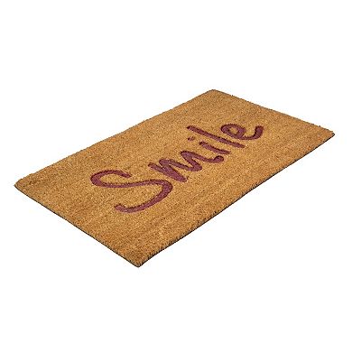 Natural Coir "Smile" Outdoor Rectangular Doormat 18" x 30"