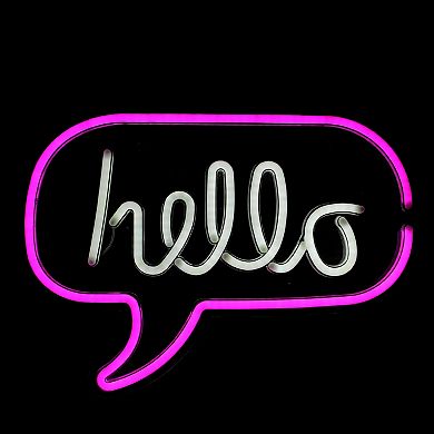 17" Pink and White 'Hello' Word Bubble LED Neon Style Wall Sign
