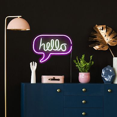 17" Pink and White 'Hello' Word Bubble LED Neon Style Wall Sign
